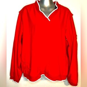 Vintage Liz Golf Pull Over. Bright Red with white trim.